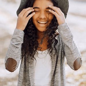 🌸Girls boutique Cardigan with patch elbows